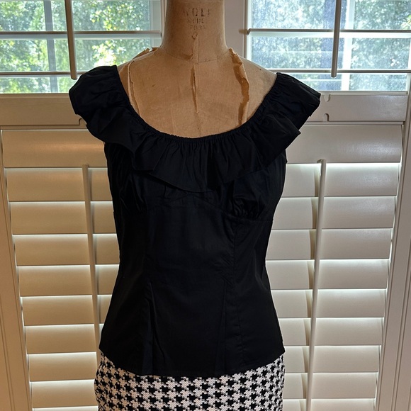 Hell Bunny Black Peasant Blouse NWT - Picture 1 of 6